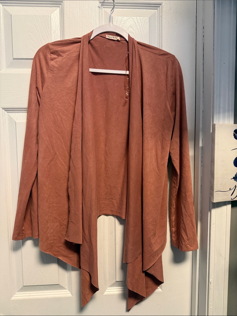 Vince Camuto Terracotta Open-Front Waterfall Cardigan